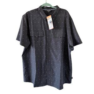Voyager Short-Sleeve Button-Up Shirt Sz XXL  Gray Geometric shirt. NWT
